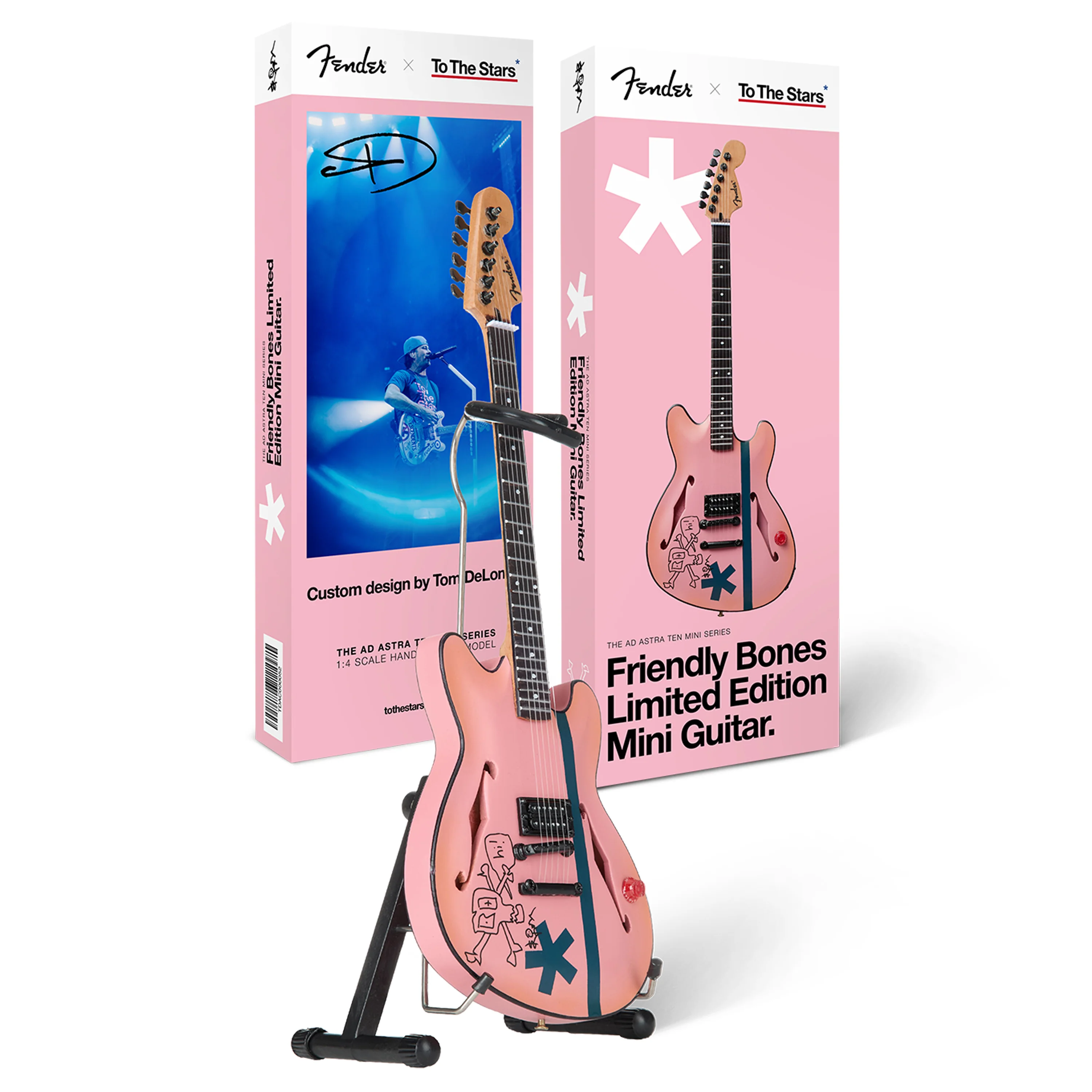 [PRE-ORDER CLOSED] Ad Astra Ten Autographed Mini Guitar Friendly Bones Pink Edition