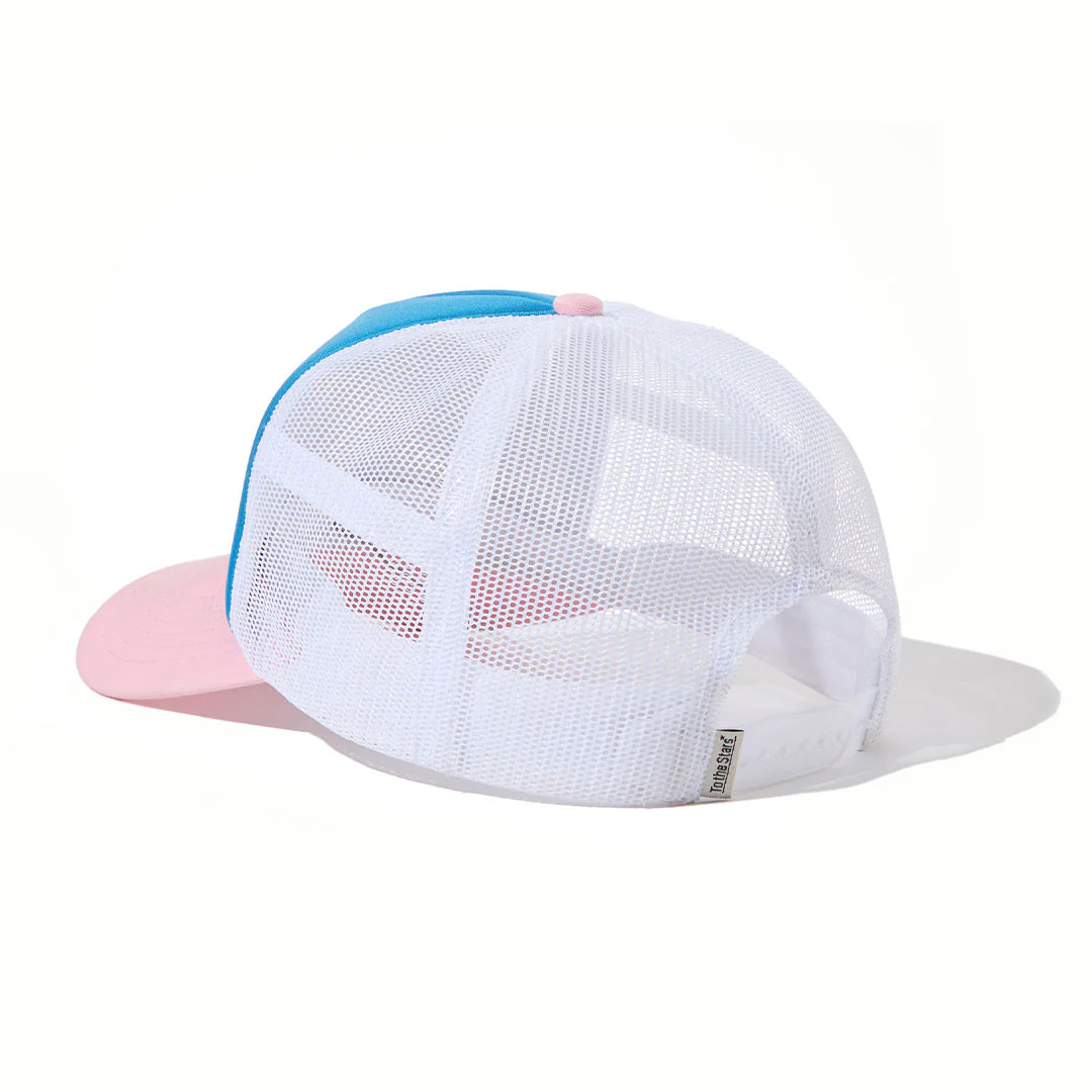 Street Sign Foam Trucker Hat Blue/Pink - Image 4